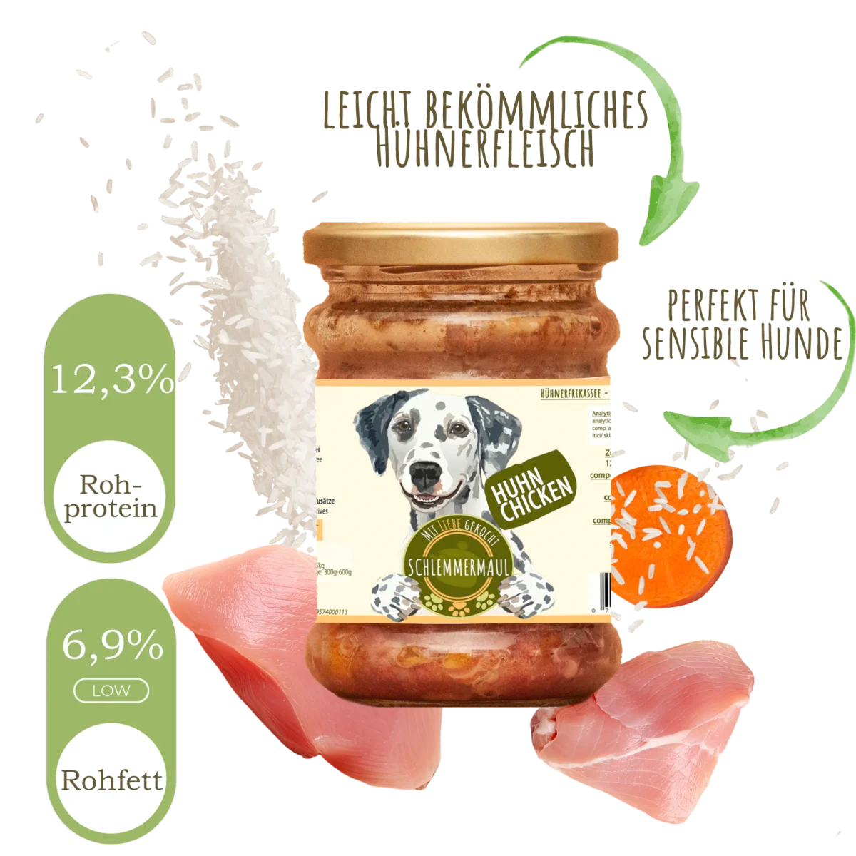 Schlemmermaul Hühnerfrikassee – пълноценна мокра храна за кучета с пилешко, 200 г