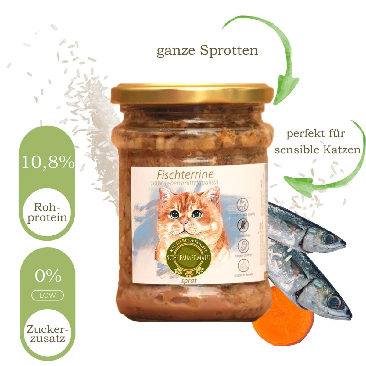 Schlemmermaul Fischterrine – пълноценна мокра храна за котки с риба, 200 г