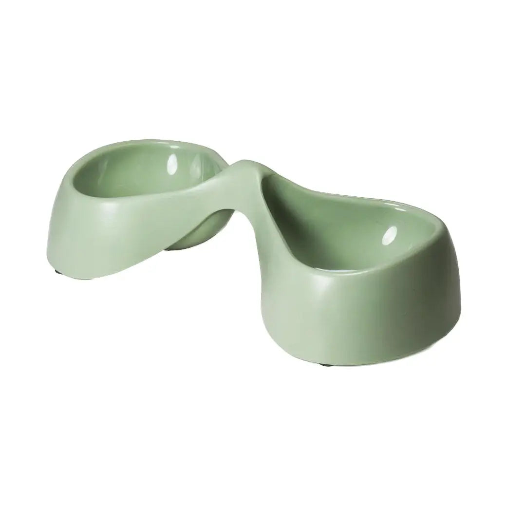 United Pets – Bicycle Double Bowl for Food and Water – Verde Двойна купа за храна и вода от рециклирана пластмаса