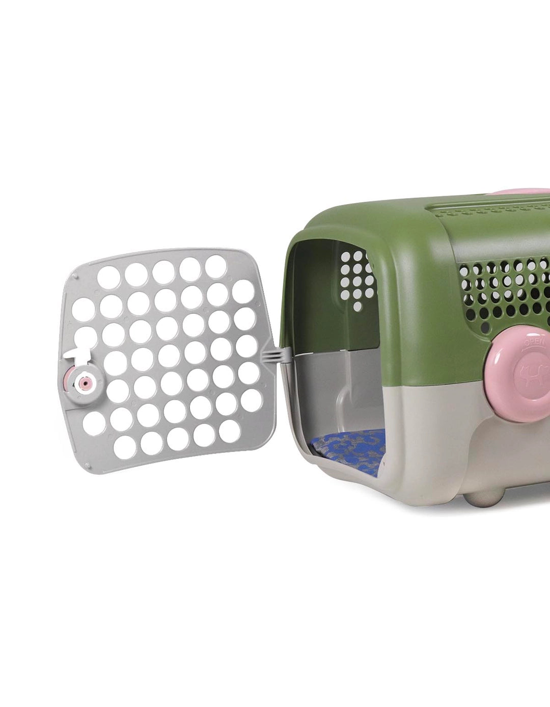 United Pets – A.U.T.O. Rigid Carrier with Hygienic Mat – Green/Taupe Твърд транспортен бокс за кучета и котки с хигиенична постелка