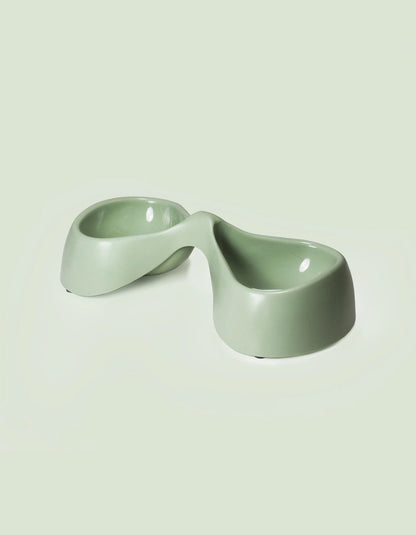 United Pets – Bicycle Double Bowl for Food and Water – Verde Двойна купа за храна и вода от рециклирана пластмаса