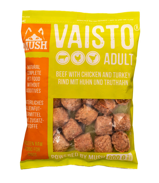 MUSH Vaisto GREEN Формула за начинаещи с телешко, пуешко и пилешко месо, серия STARTER FORMULA 800g