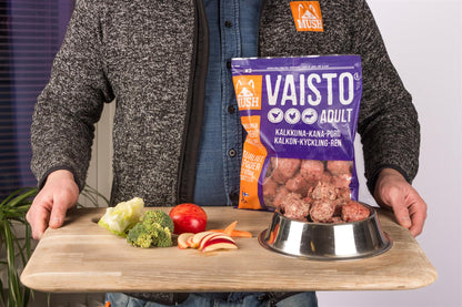 MUSH Vaisto ADULT VIOLET с пуешко, пилешко и еленско месо, серия ALL BREEDS FORMULA 800g