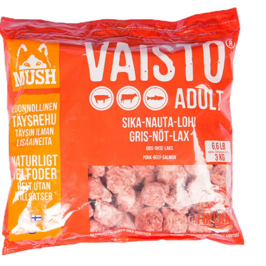 MUSH Vaisto ADULT RED свинско, телешко, сьомга, серия ALL BREEDS FORMULA 3 кг.