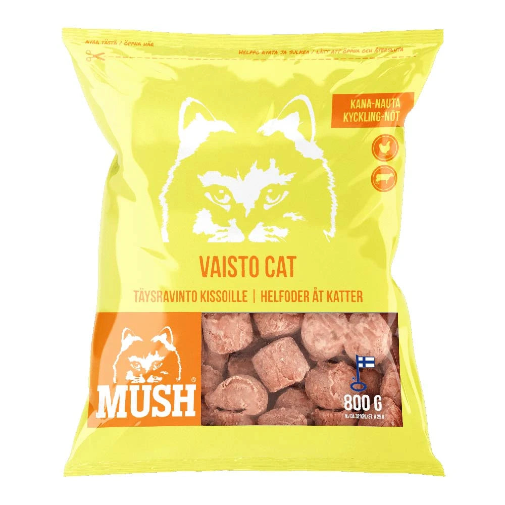 MUSH Vaisto® Cat & Kitten Меню за котки и котенца с телешко и пилешко месо 800 гр.
