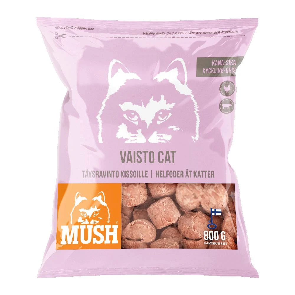 MUSH Vaisto Cat PINK Меню за котки с пилешко и свинско месо 800 гр.