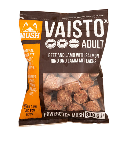 MUSH  Vaisto® ADULT BROWN телешко, агнешко и сьомга, серия ALL BREEDS FORMULA 800гр.