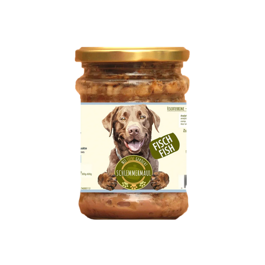 Schlemmermaul Fischterrine – пълноценна мокра храна за кучета с риба, 200 г
