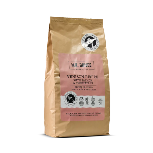 Суха храна за кучета без зърнени култури – Рецепта с еленско и зеленчуци MR. BONES