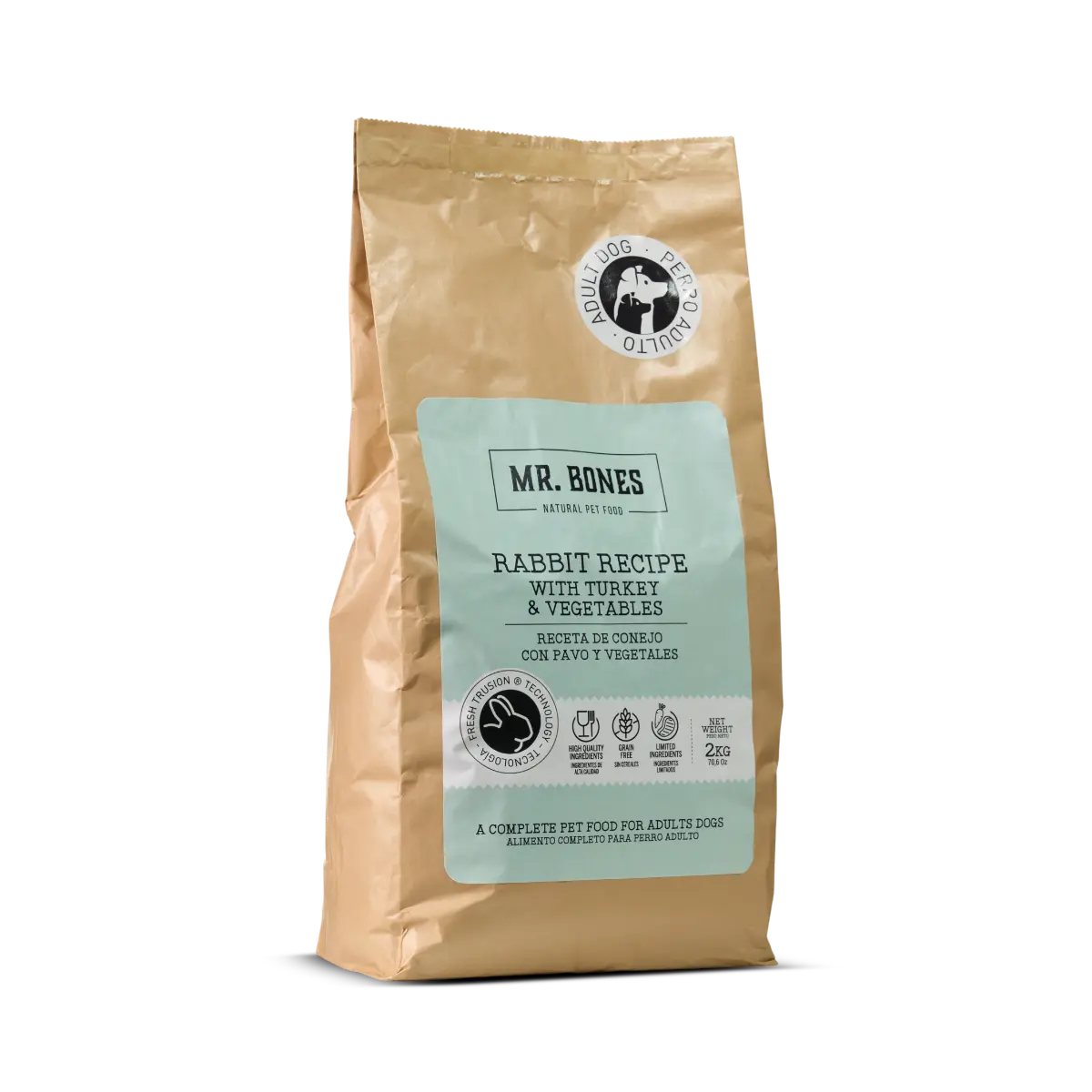 Суха храна за кучета без зърнени култури – Рецепта със заек и зеленчуци MR. BONES