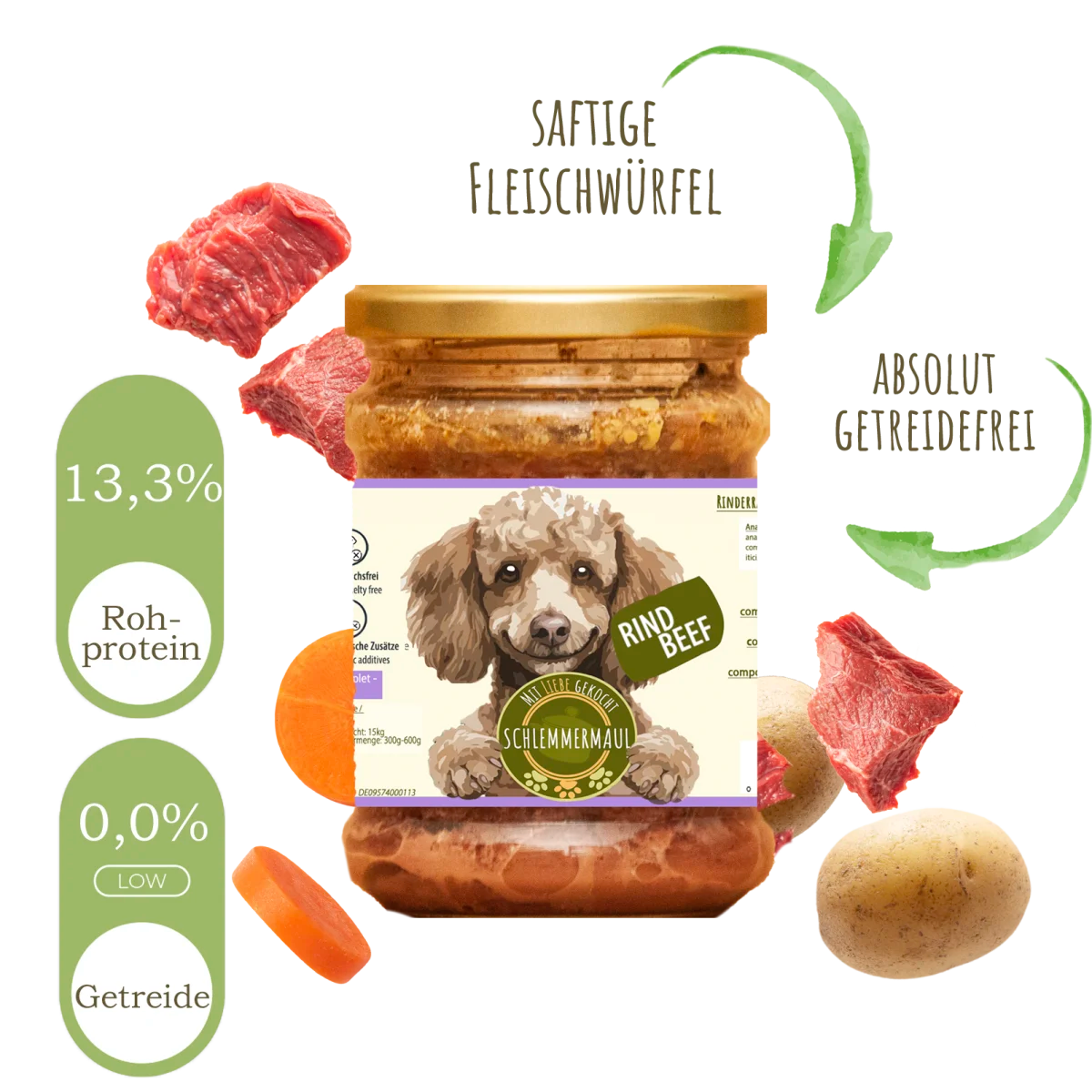 Schlemmermaul Rinderragout – пълноценна мокра храна за кучета с говеждо, 200 г