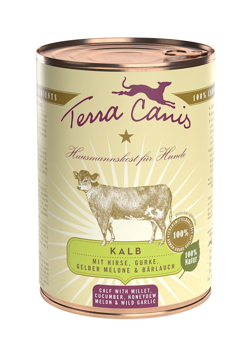 Terra Canis Classic – Млечно телешко с просо, краставица, пъпеш и див чесън 400 г