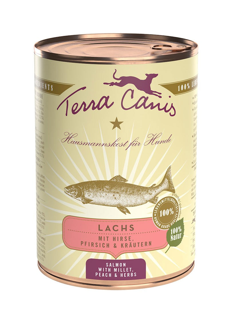 Terra Canis Classic – Сьомга с просо, праскови и билки 400 г
