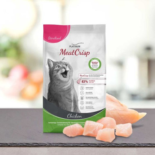 Пълноценна суха храна за кастрирани котки Platinum MeatCrisp Sterilised Chicken 400г